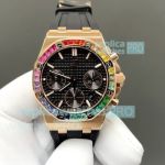 Swiss 7750 Clone Audemars Piguet Royal Oak Offshore Watch with Rainbow Baguette Bezel 